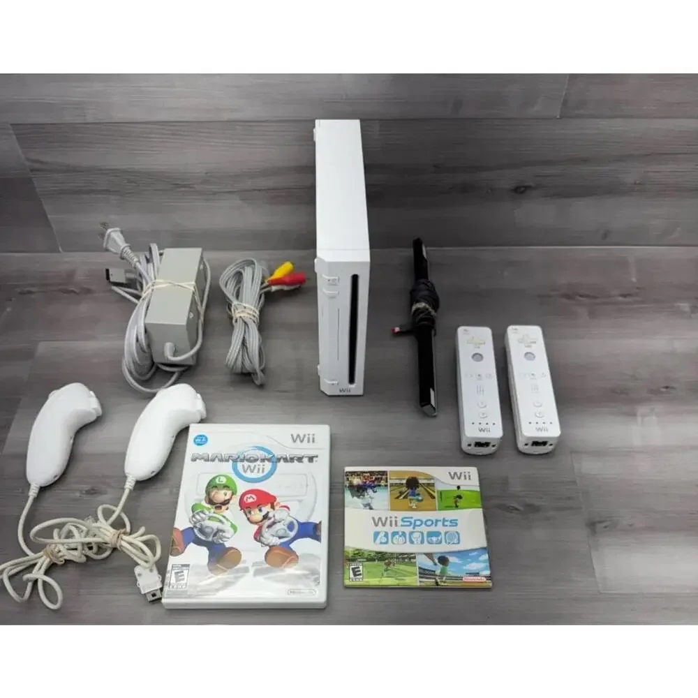 Nintendo Wii Console Mario Kart Bundle with Wii Sports, 2 Controllers